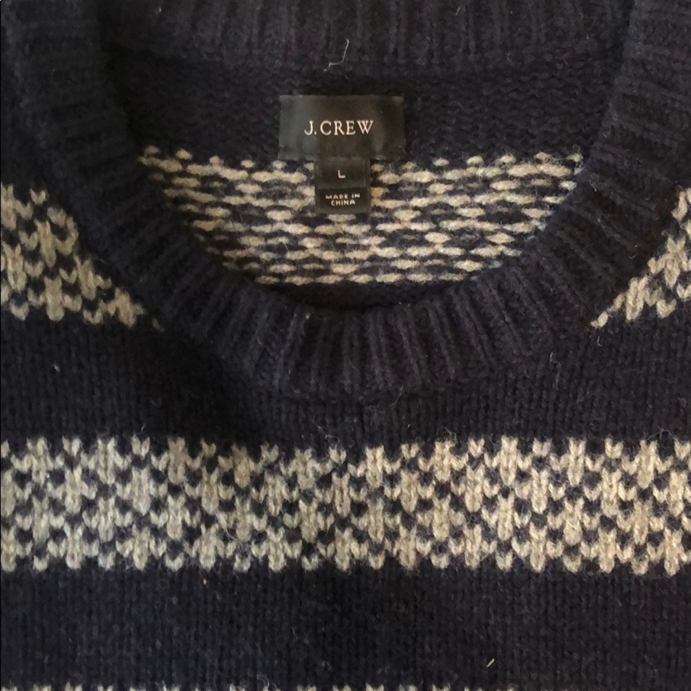 Jcrew Men’s Large navy and gray striped sweater